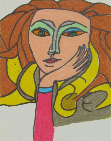 Femme au regard songeur et réfléchi