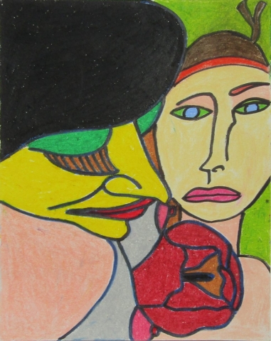 Femme et enfant timoré