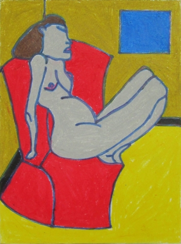 Femme nue prostrée