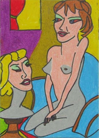 Jeune femme contemplant un buste