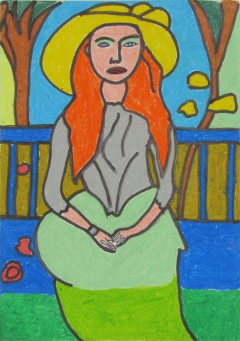 Jeune fille sur un banc